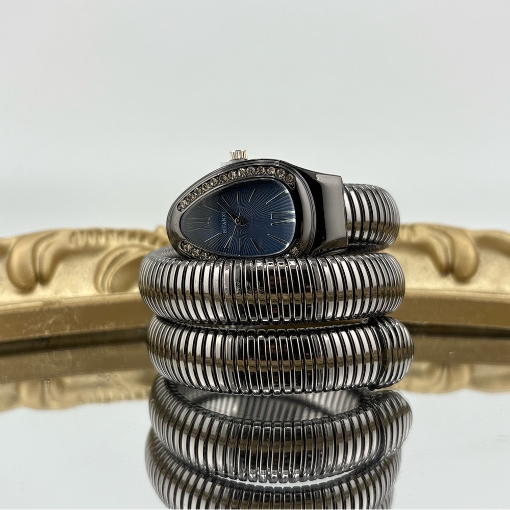 Serpenti Wrap Bracelet Watch – Black-Gray Tone / Dark Blue Dial ✨ - Picture 15 of 15
